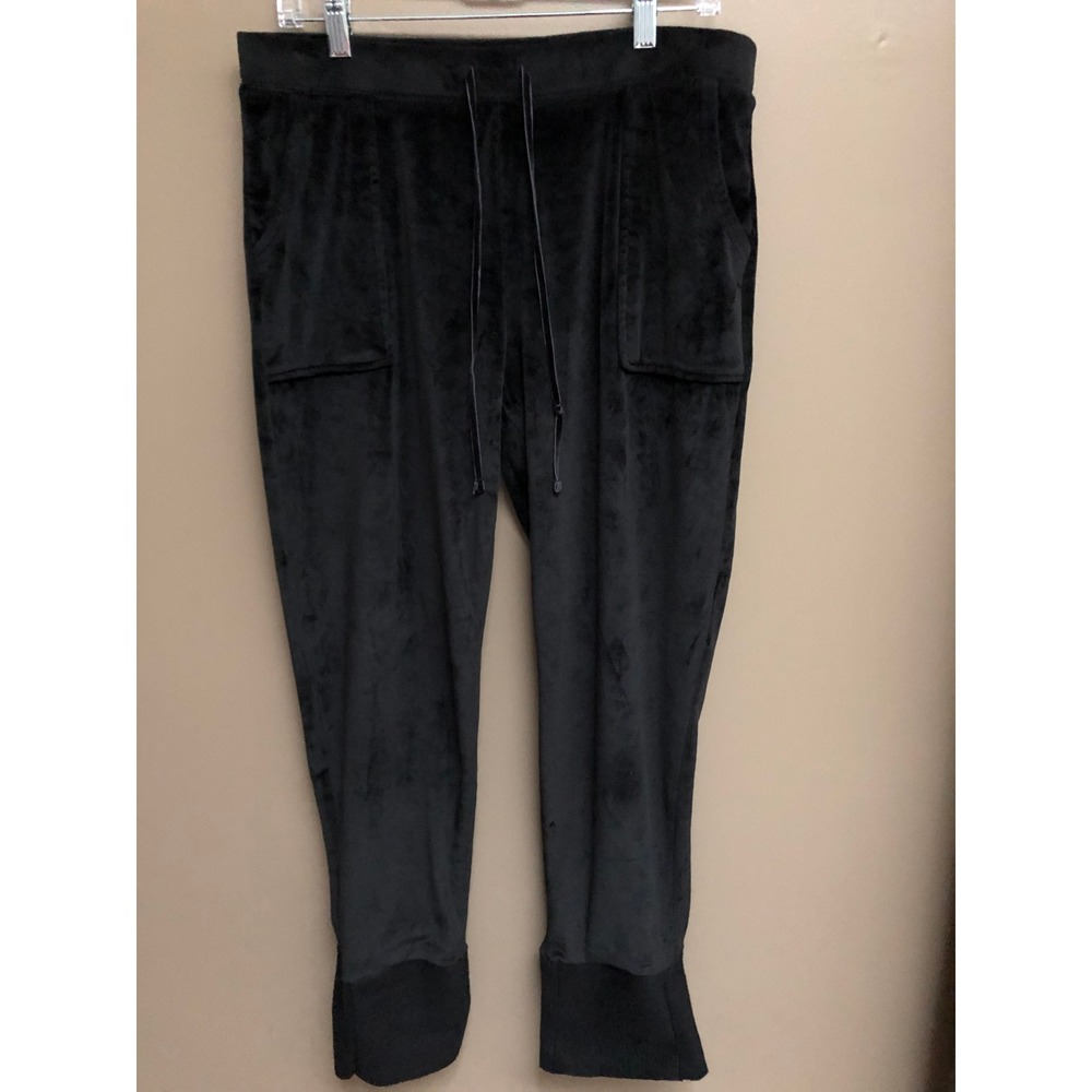 House of Harlow 1960 Black Velour Joggers Drawstring Pants Large READ